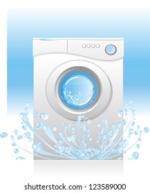 illustration - white washing machine with a front loading