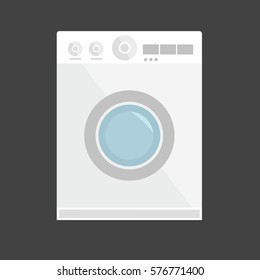 Illustration white washing machine on black background