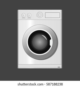 Illustration white washing machine on black background