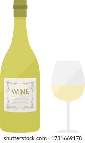 Illustration of white wine bottle.