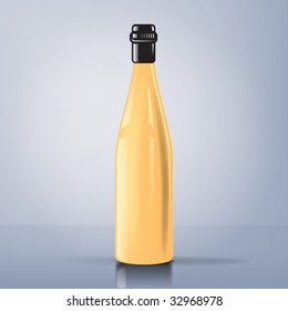 An illustration of a white wine bottle with reflexions