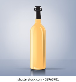 An illustration of a white wine bottle with reflexions