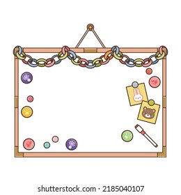 Illustration of a whiteboard with cute decorations