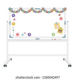 Illustration of a whiteboard with cute decorations