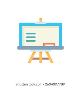 Illustration of a whiteboard on a wooden stand isolated