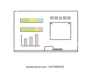 Ilustración de una pizarra con documentos simples en ella