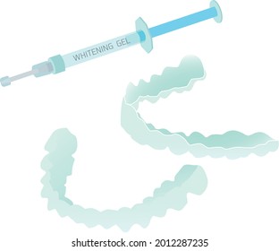 
Illustration of whitening gel and mouthpiece.