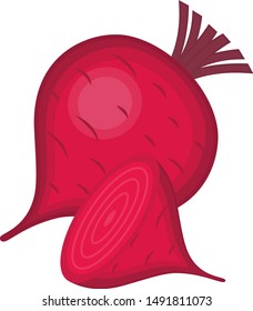 
Illustration of a whole beet and beet halves.