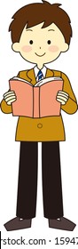 Illustration of the whole body of an exam student