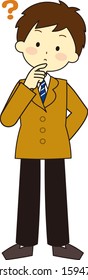 Illustration of the whole body of an exam student