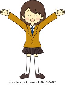 Illustration of the whole body of an exam student