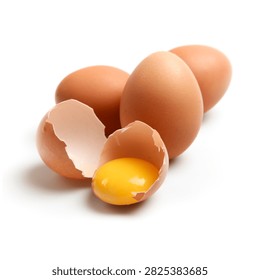 Illustration of whole eggs next to a broken egg with a visible yolk
