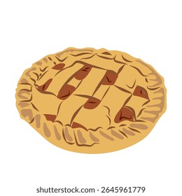 An illustration of a whole pie with a lattice crust.