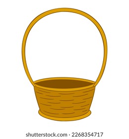 illustration of wicker basket. Decorative symbol and object.