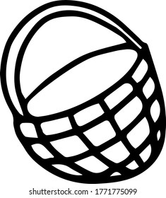 
illustration wicker basket in doodle style black and white hand-drawn