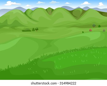 Illustration of a Wide Expanse of Green Grassland