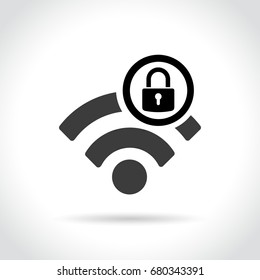 Illustration of wifi lock icon on white background