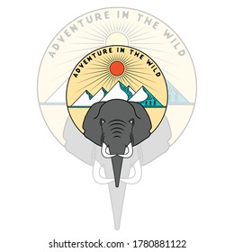 
Illustration of wild adventure logo with an elephant icon in the middle