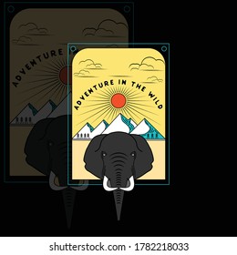 Illustration of wild adventure logo with an elephant icon in the middle 