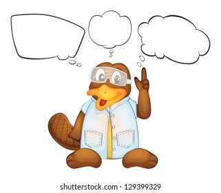 Illustration of a wild animal with a goggle thinking on a white background