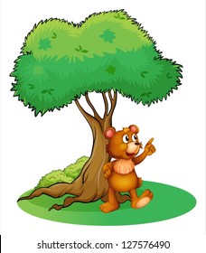 Illustration of a wild animal under a tree on a white background
