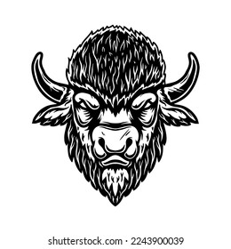 Illustration of wild bison. Design element for logo, label, sign. Vector illustration