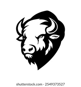 Illustration of wild bison. Design element for logo, label, sign. Vector illustration