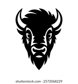 Illustration of wild bison. Design element for logo, label, sign. Vector illustration