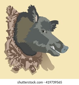 Illustration of the wild boar head