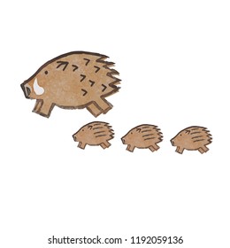 Illustration of wild boar stamp style
