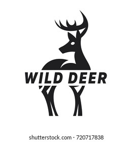 Illustration of wild deer with horns in the style of modern design trends and a selection for your brand and business art