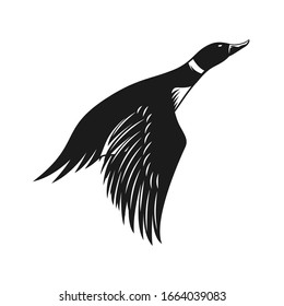Illustration of wild duck. Hunting concept. Design element for logo, label, sign, poster, t shirt. Vector illustration