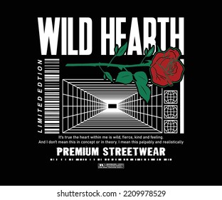 illustration of wild hearth t shirt design, vector graphic, typographic poster or tshirts street wear and urban style