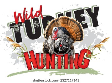 Illustration of Wild Turkey Hunting Gobbler