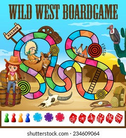 Illustration of a wild west boardgame