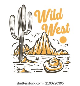 an illustration of wild west desert 