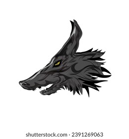 illustration of a wild wolf's head, without background