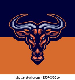 illustration of wildebeest head for sports and gaming logos