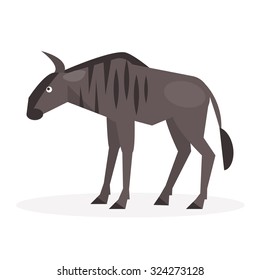 Illustration of wildebeest on a white background