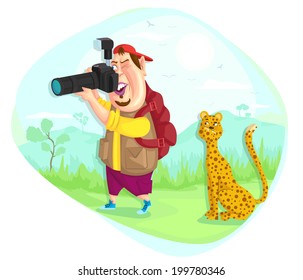 illustration of wildlife photographer in vector