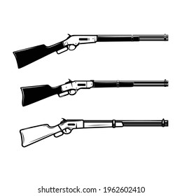 Illustration Of Winchester Rifle In Monochrome Style. Design Element For Logo, Label, Sign, Poster. Vector Illustration