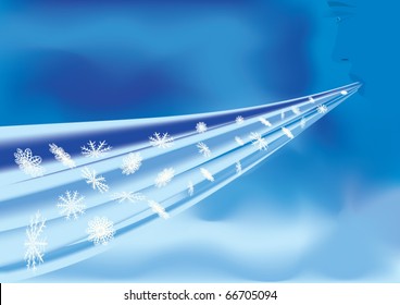 Illustration a wind, a blizzard, an image of a woman's face.