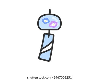 Illustration of a wind chime icon (line drawing color).