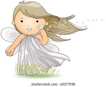 Illustration of a Wind Fairy Enjoying the Breeze