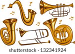 Illustration of Wind Musical Instruments in white background