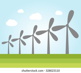 Illustration of wind power plants with place for text