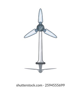 Illustration of a wind turbine generating renewable energy. A symbol of sustainability, green power, and eco-friendly electricity production. Ideal for clean energy and environmental concepts.