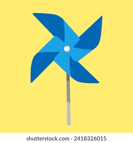 ilustración de un molino de viento hecho de papel azul, ilustración vectorial plana