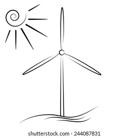 illustration  with  windmill  on white background