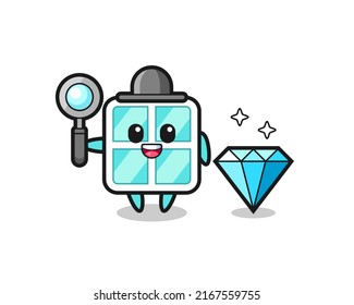 Illustration von Fensterzeichen mit Diamant , süßes Design für T-Shirt, Aufkleber, Logo-Element